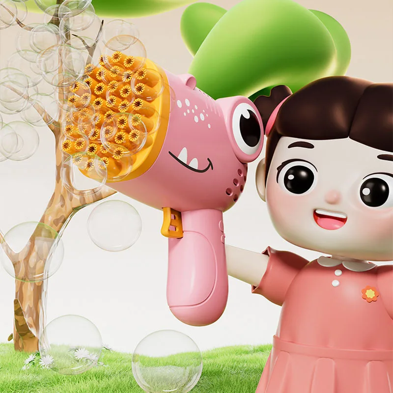 Summer New Dinosaur Bubble Gun Handheld  Automatic Bubble Machine Children's Bubble Gun Without Battery Without Bubble Water