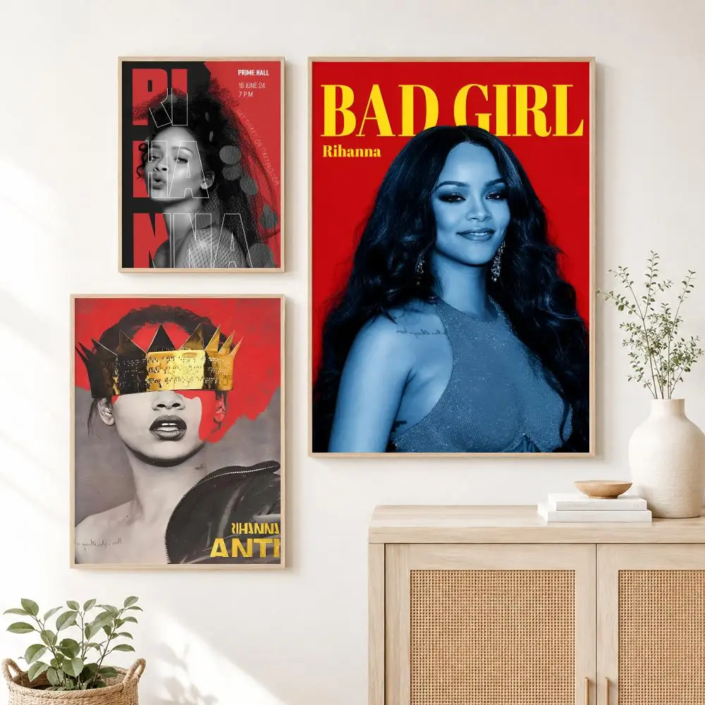 Hot Singer R-RIHANNAS Anime Poster Self Adhesive Wall Art Decor for Bedroom Living Room Office Home Decor Gift