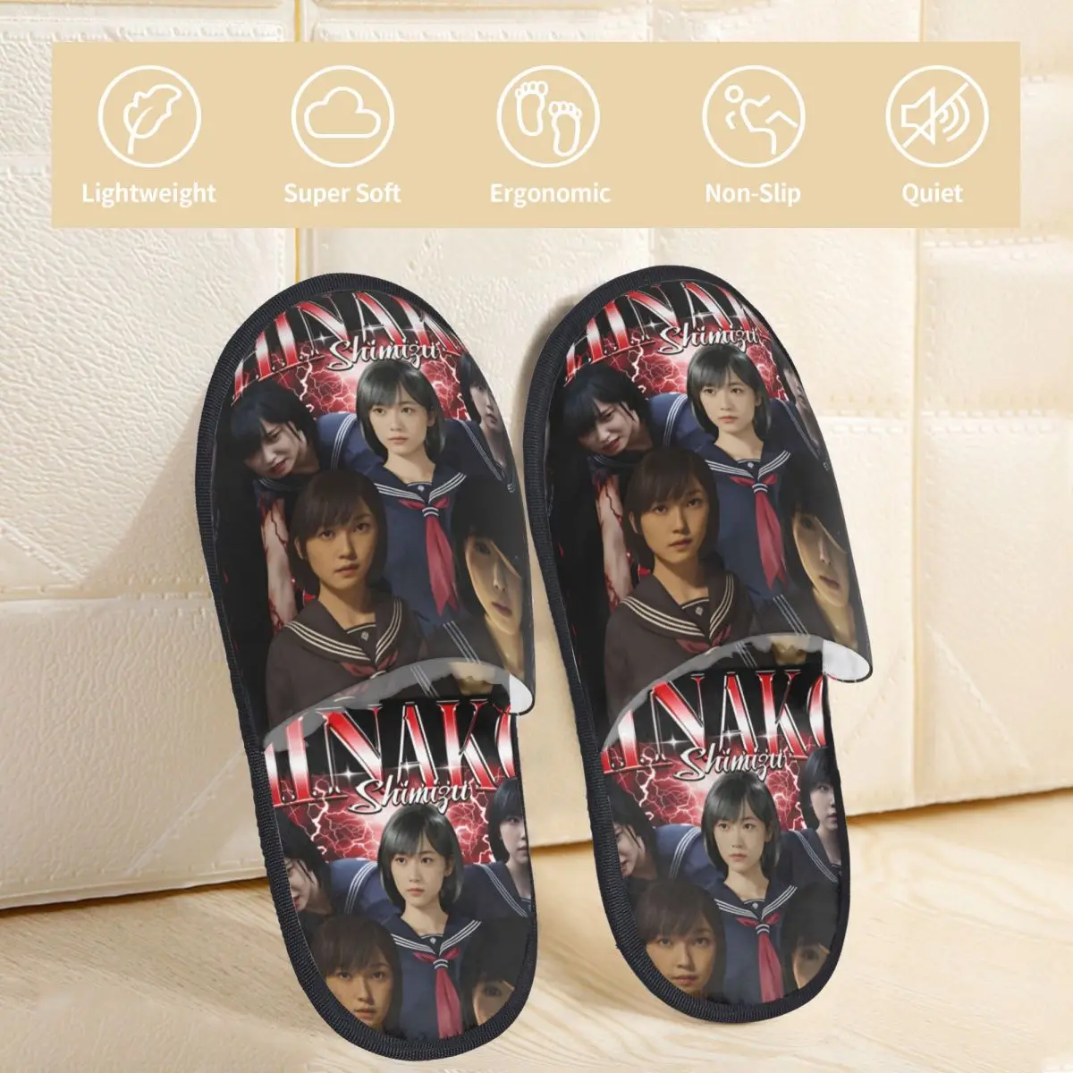 شبشب Hinako Shimizu Silent Hill F Home من القطن لغرفة النوم، شرائح مريحة من إسفنج الذاكرة مضادة للانزلاق #2