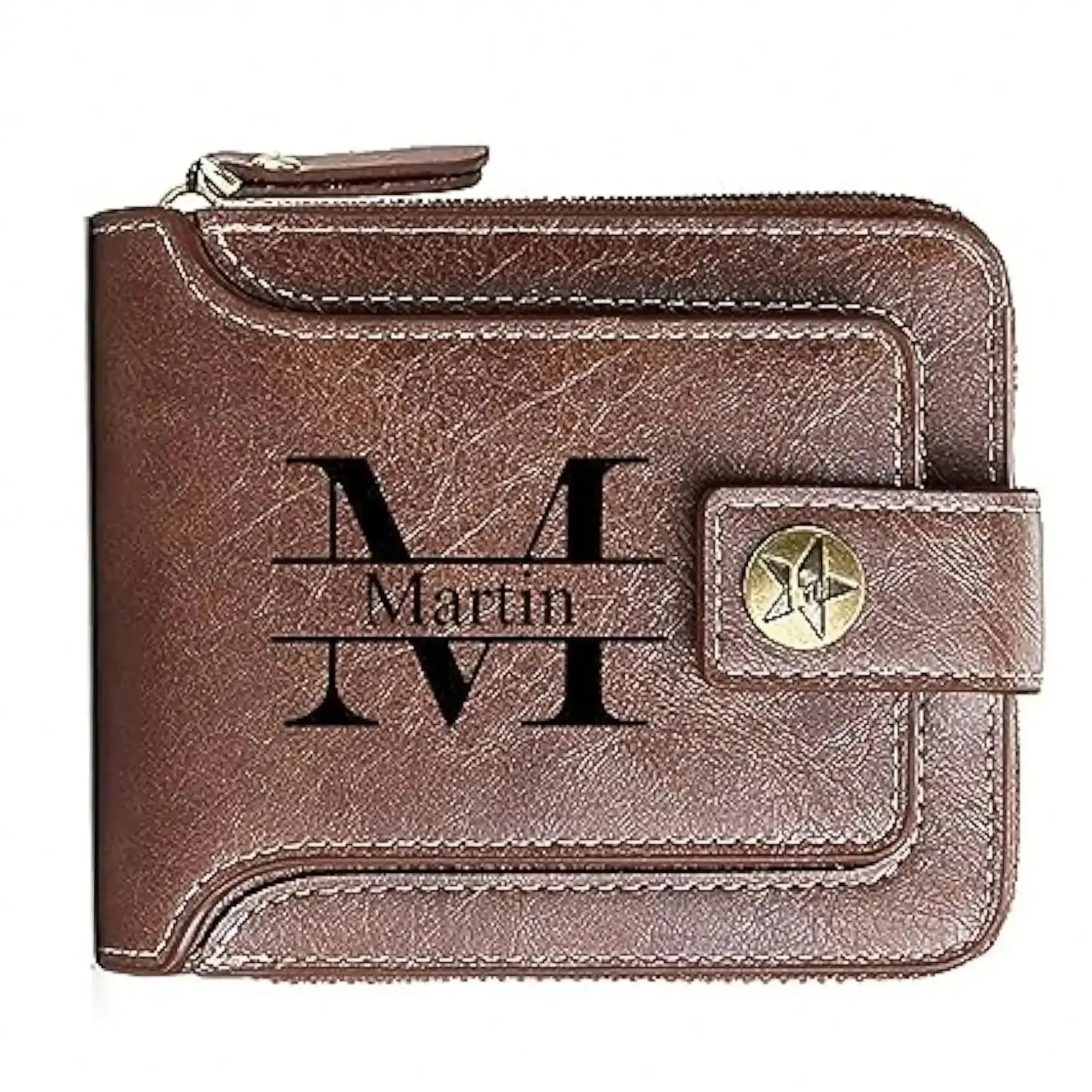 Men PU Leather Gift Idea for Husband BF Personalized Father's Day Gift Men Wallet Custom Engraved Birthday/Anniversary Wallets