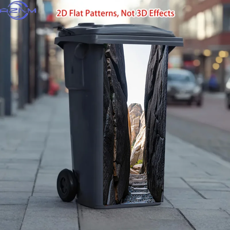 1pc 2D Flat Sticker, Crevice Stone Path Strange Rocks. This Matte Surface Sticker Is Suitable for Decorating Trash Cans And Wa