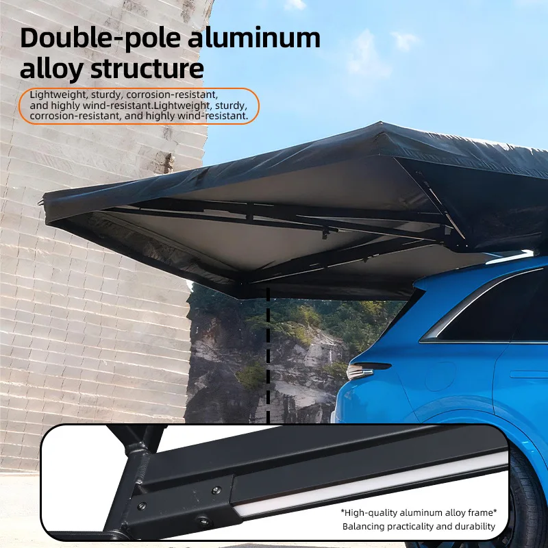 270° Fan-Shaped Car Side Awning Overland Waterproof Rainproof UV Sun Shade Side Tent Canopy for SUV 4x4 Camping Side Tent Canopy