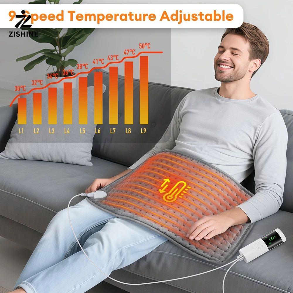 30*60cm Electric Heating Pads for Back Neck Shoulder Home Office Washable Winter Warm Blanket 4 Timer 9 Temperature Control
