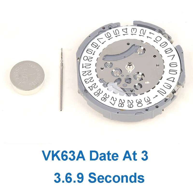 

New Japanese Original VK63 Movement 3/6/9 Seconds 6 Hands With Battery Quartz Movement Watch Accessories Fast Shipping
