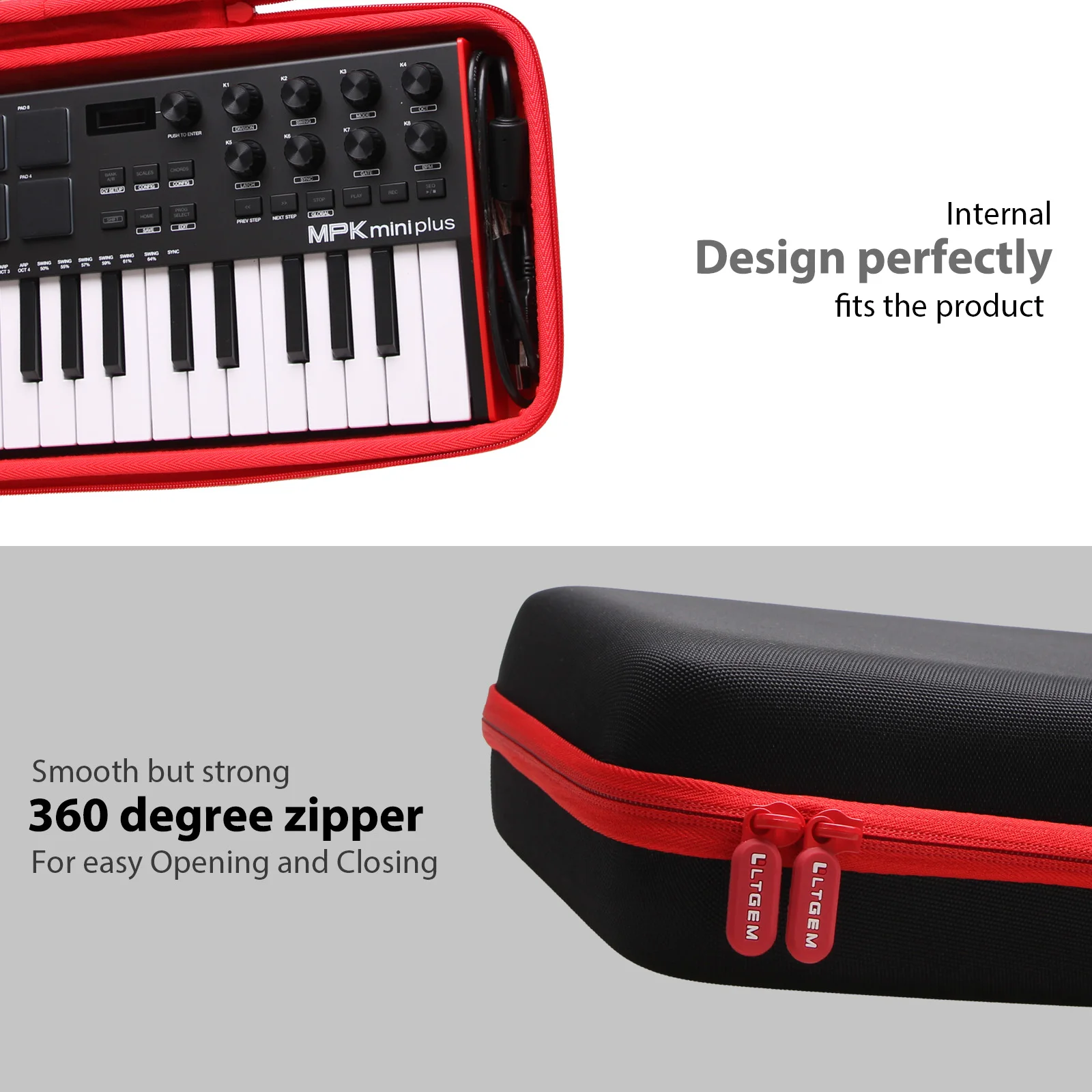 EVA Hard Case for Akai Professional MPK Mini Plus USB MIDI Keyboard Controller Protective Carrying Storage Bag(only bag)