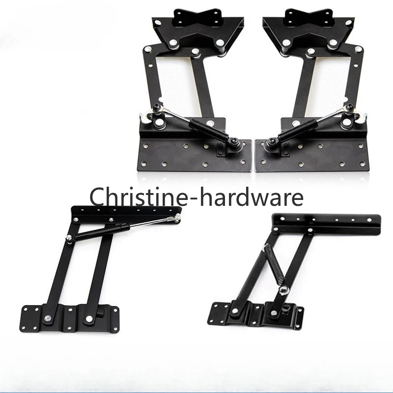 Folding Lift Up Top Table Mechanism Hardware Furniture Hinges 2Pcs Heavy Duty Steel Desk Folding Hydraulic Hinge Top Lifting