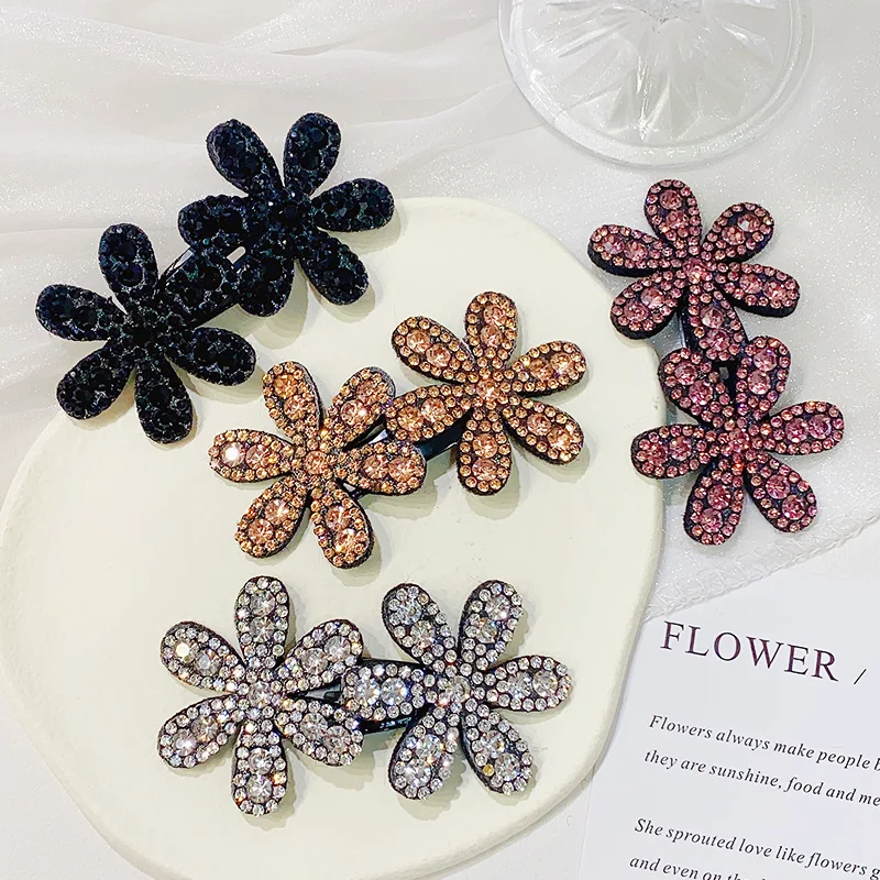 4pcs/set Vintage Rhinestones Flower Star Swan Heart Butterfly Hair Clips For Women Girls Sweet Hairpin Barrette Hair Accessroeis