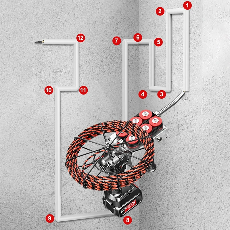 Brushless Iithium Battery Threading Machine Rechargeable Cable Pulling Machine Electric Cable Puller Pipeline Wiring Equipment