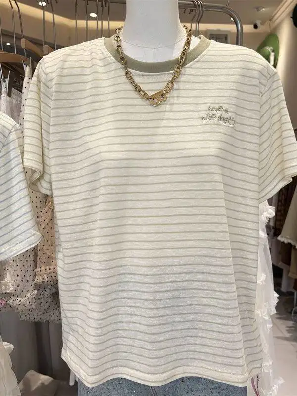 

plus Size Women's T-Shirt Short Sleeve Loose Fit Thin Style Summer Casual Wear Polyester Fiber round Neck Basic Top