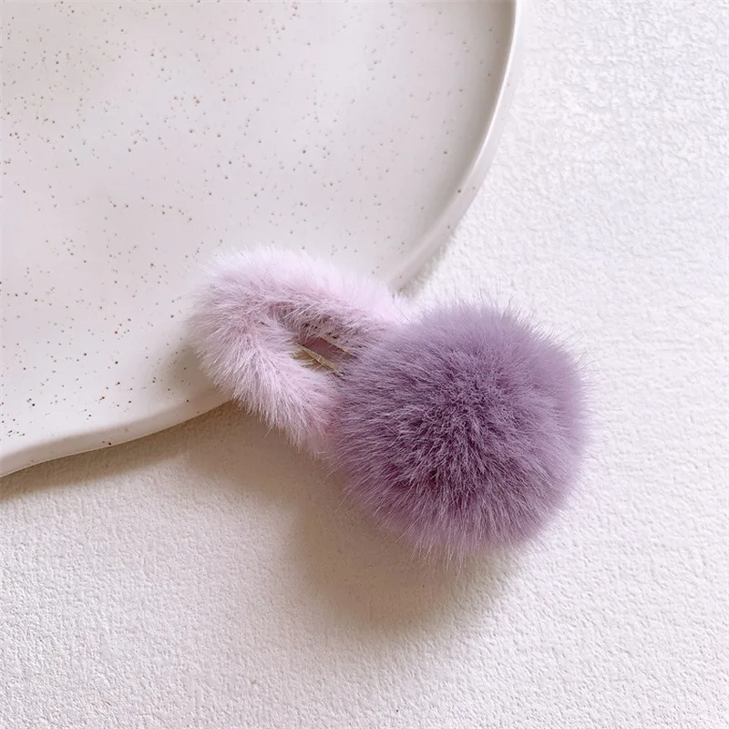 1Pcs Cute Pompom Hairpin For Girls Winter Small Hair Clip Baby Side Clips Kids Kawaii Hairclip Ball Ornament Hair Accessories