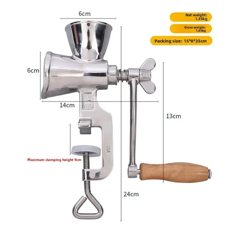 304 stainless steel manual bean grinder, hand-cranked coffee bean grinder