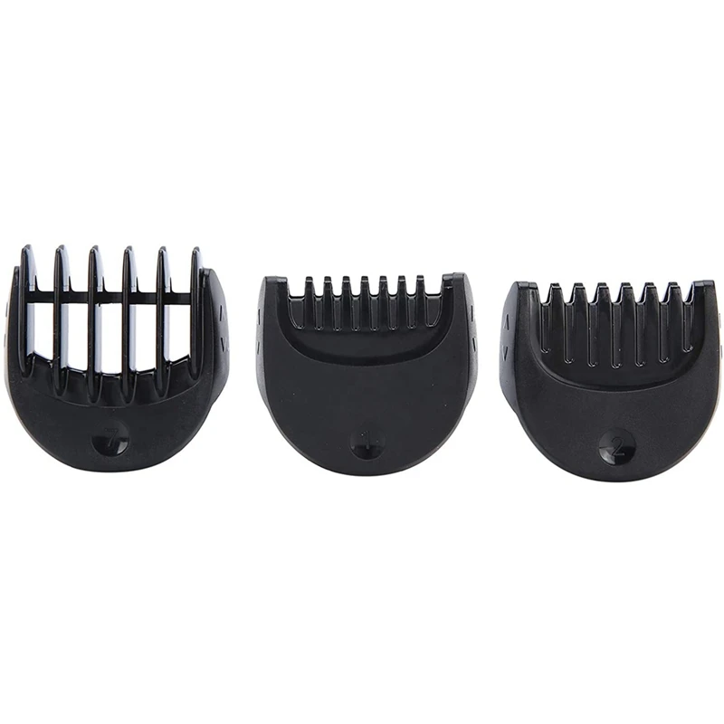 B47B Beard Trimmer Head Replacement for Braun Series 3, 5-Piece Guide Comb Set 1-7mm, Black Plastic