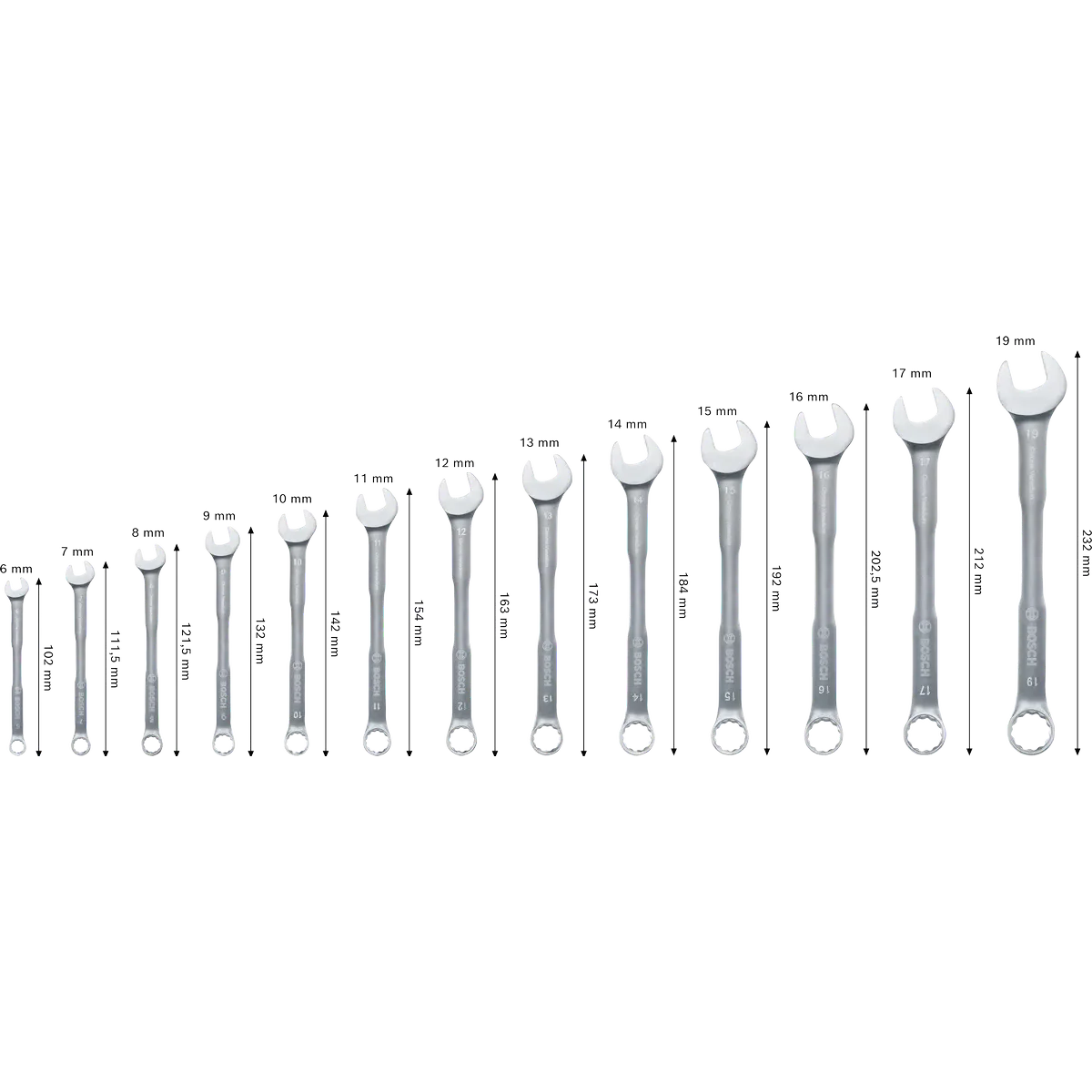 BOSCH 1600A03AH4 1600A03AH5 Combination Wrench 12-Piece/15-Piece Dual-Purpose Wrench Set Hand Tools