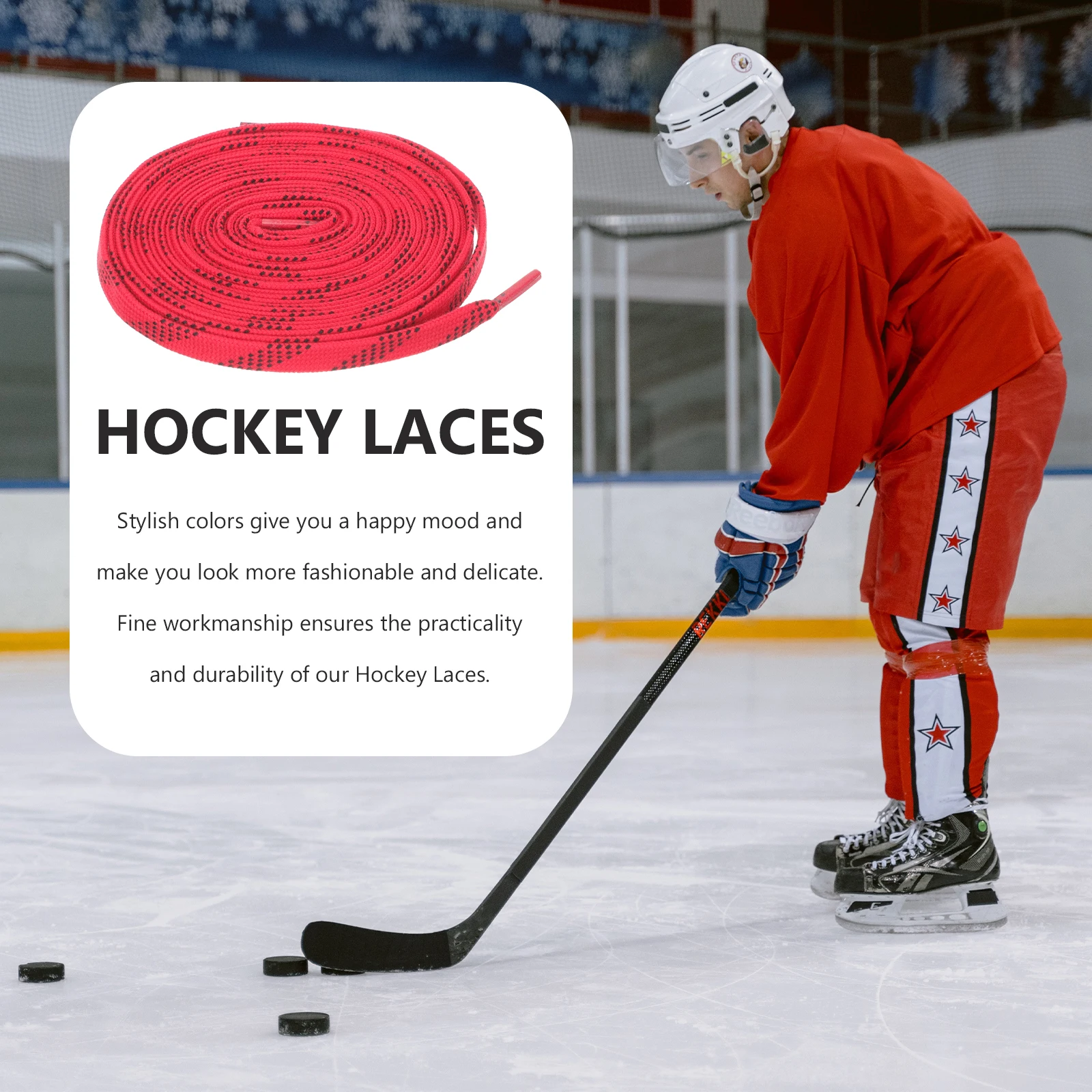 

1Pair Ice Hockey Shoelaces Durable Polyester Elastic Replacement Roller Skates Shoelaces Wear-Resistant Stylish Sports Shoe