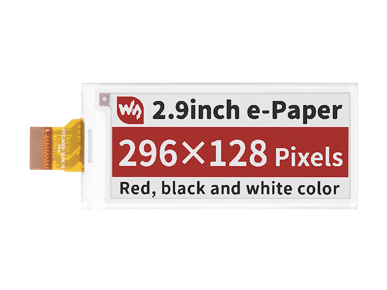 Waveshare 2.9inch E-Paper (B) E-Ink Raw Display, 296×128, Red / Black / White, SPI, without PCB