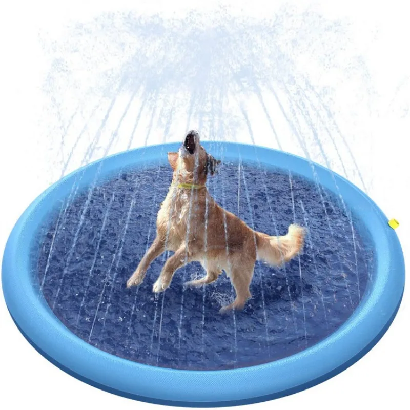 100/150/200cm Summer Pet Swimming Pool Inflatable Water Sprinkler Pad Play Cooling Mat Outdoor Interactive Fountain Toy for Dogs