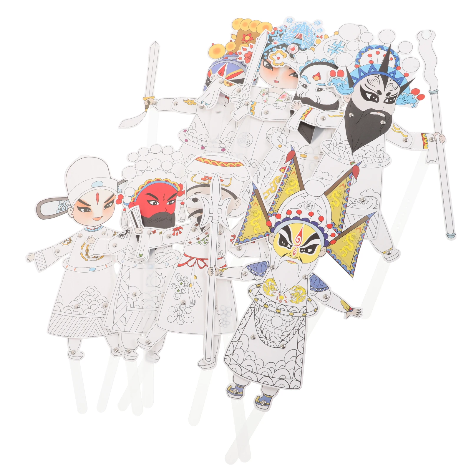 

8pcs Chinese Shadow Puppet DIY Handmade Kits Traditional Art Craft Toy for Kids Educational Coloring Activities