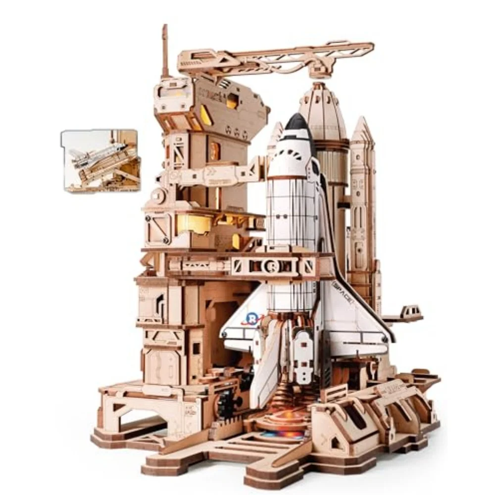 ROKR 3D Holzpuzzle Raumfähren-Modellbausatz STEM-Spielzeug Geschenk LKA02 für Erwachsene