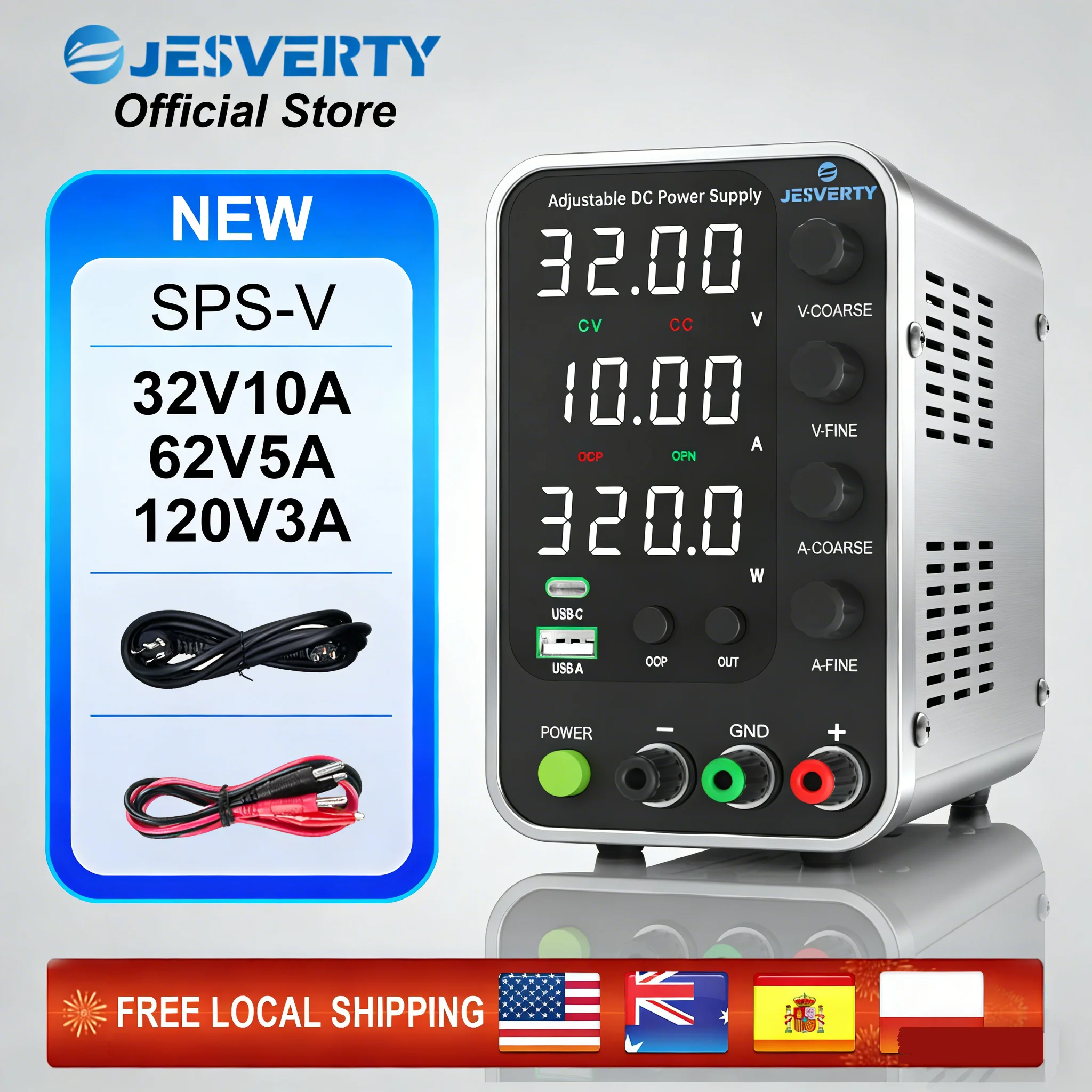 Adjustable DC Power Supply 30V5A Adjustable Desktop Power Supply Adjustable Laboratory Power Supply 110V~220V SPS3010V 6005V