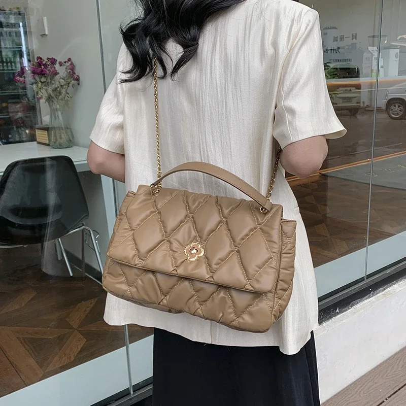 2024 New Luxury Handbags Famous Brand Designer Lady Green Quilted Shoulder Crossbody Bags Pu Leather Women Underarm Handbag