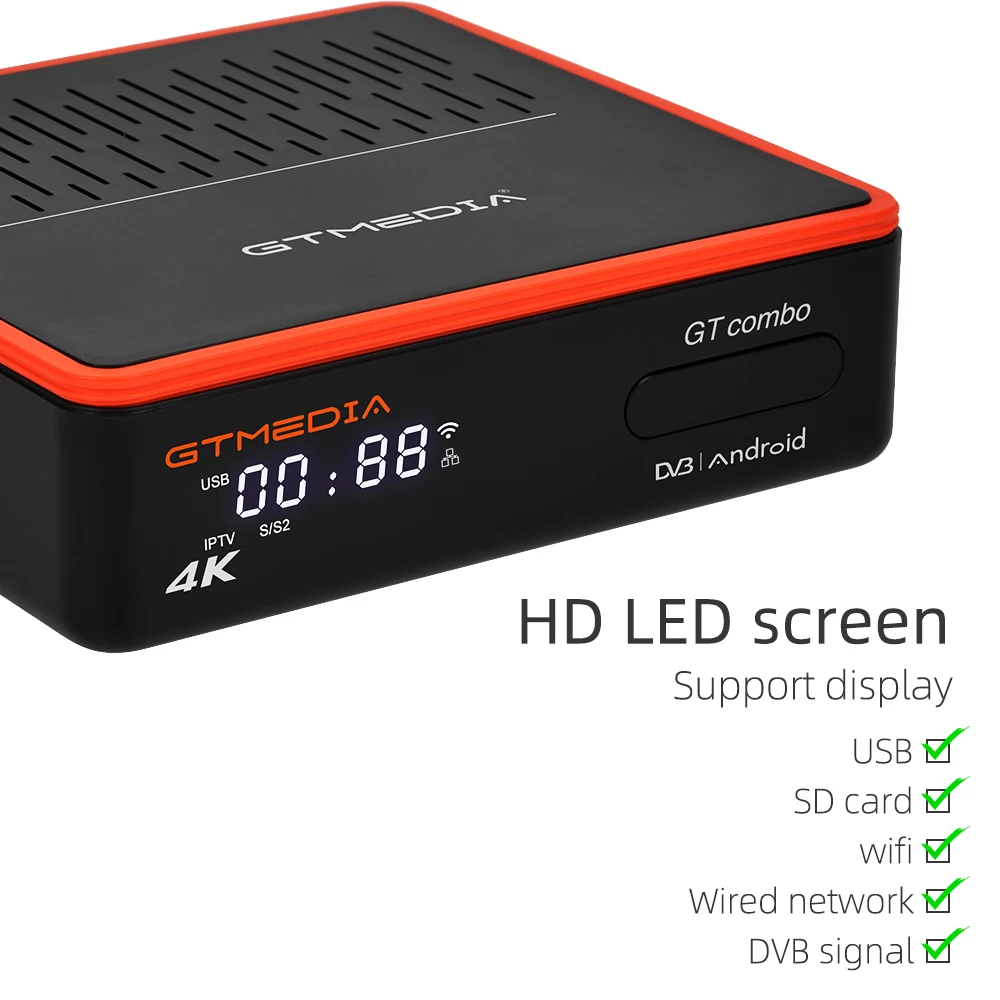 Imagem -02 - Gtmedia-gt Combo Receptor de Satélite 4k 8k Android 9.0 Smart tv Box Dvb-s2 Dvb-cabo t2 2g Mais 16g Genuíno Construído em Wifi