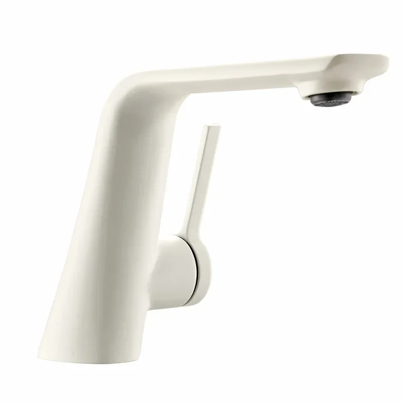 All copper milky white basin faucet for home hot and cold washbasin bathroom bathroom cabinet splash proof faucet