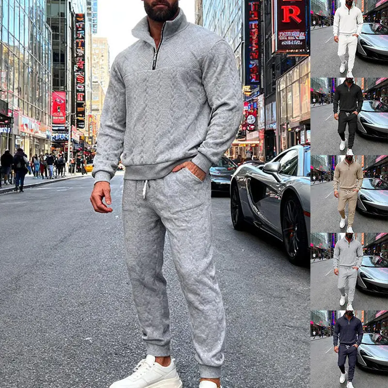 

Мужской модный уличный костюм-двойка для осени и зимы: свитшот с вышивкой и повседневные спортивные брюки с длинными рукавами