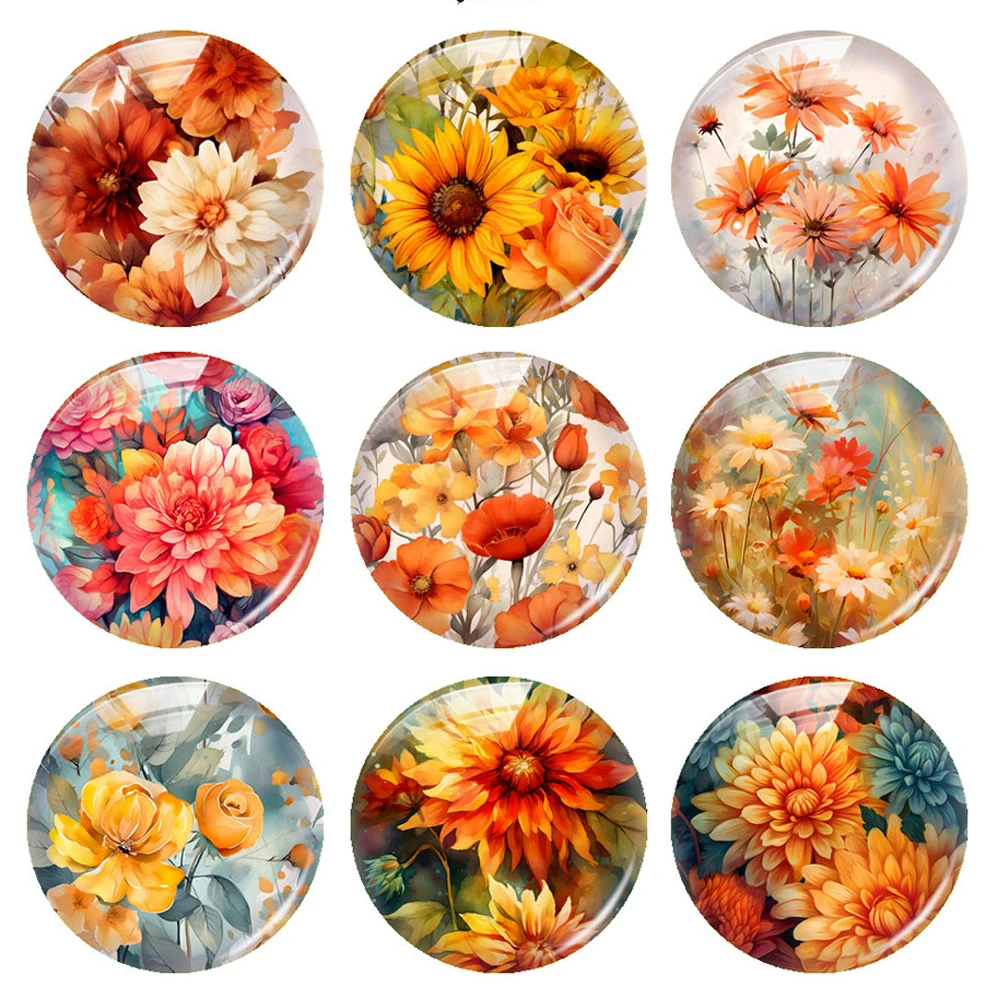 

Handmade Flower Spring Photo Glass Cabochon Charms Flatback Demo Flat Back Cameo For Diy Jewelry Making Finding Accessories