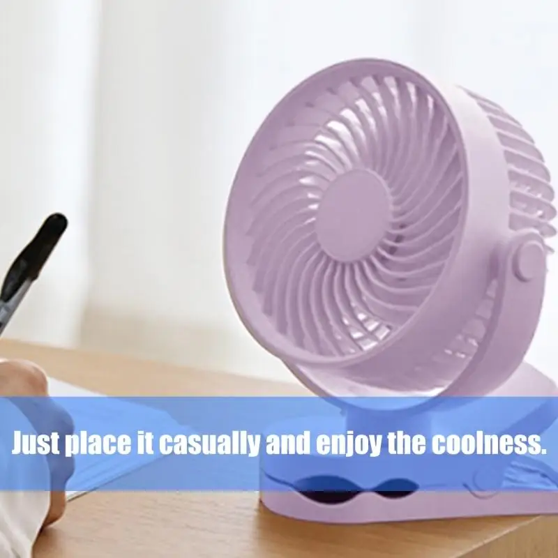 مروحة طاولة صغيرة قابلة لإعادة الشحن USB، 4 سرعات، مروحة مكتب USB هادئة للمكتب المنزلي N58D