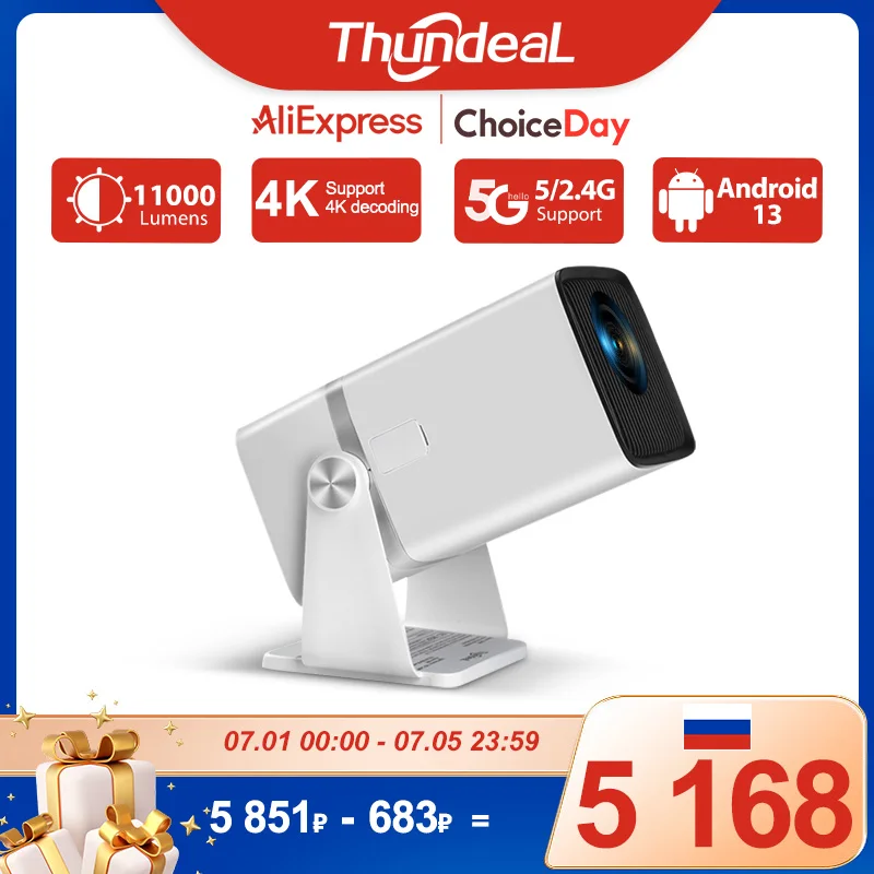 Мини-проектор ThundeaL HD TD90 PK TD80W 1080P Wi-Fi Android TD80 Проектор Домашний кинотеатр Кино 3D Телефон Видеопроектор фильмов
