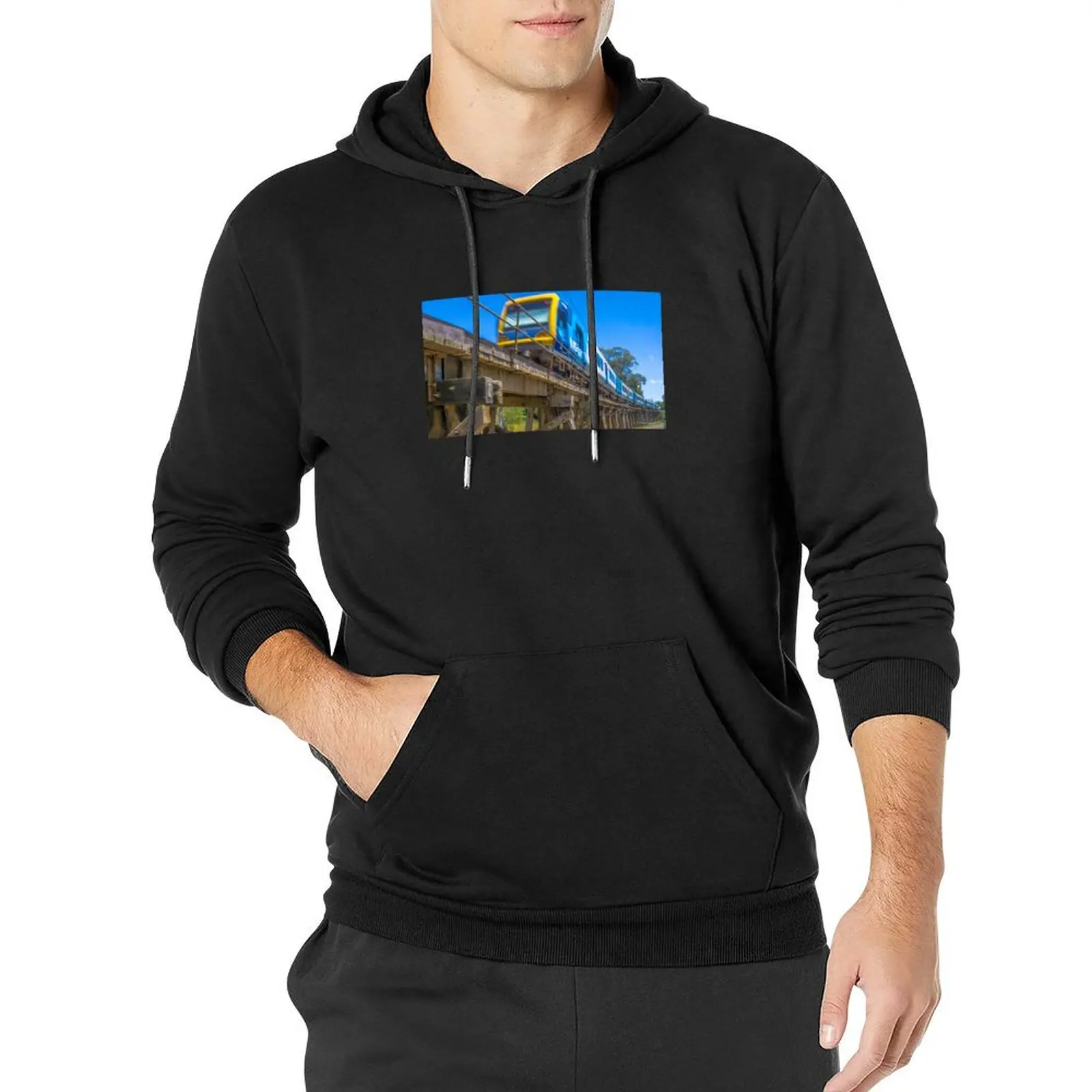 

Melbourne Metro Train on Trestle Bridge - Eltham, Victoria Pullover Hoodie autumn clothes blouse hoody