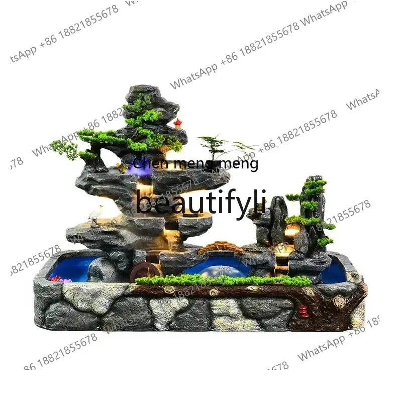 P178  flowing water, fountain, feng shui wheel, outdoor courtyard, garden, fish pond landscape, interior, decorative ornaments