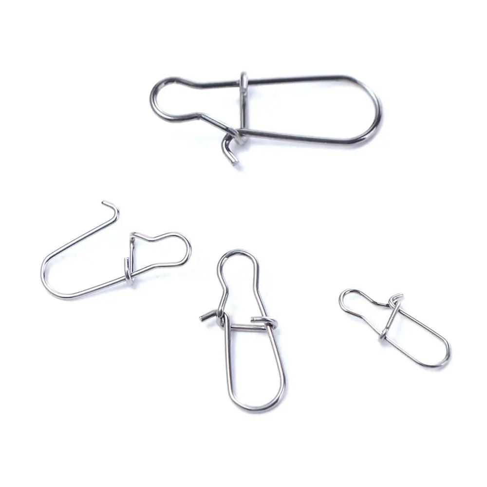 Pesca Stainless Steel Hooks Clips For Lures Swivel Lure Connector Lock Snap Connector Fishing Snaps Clips Swivel Connector