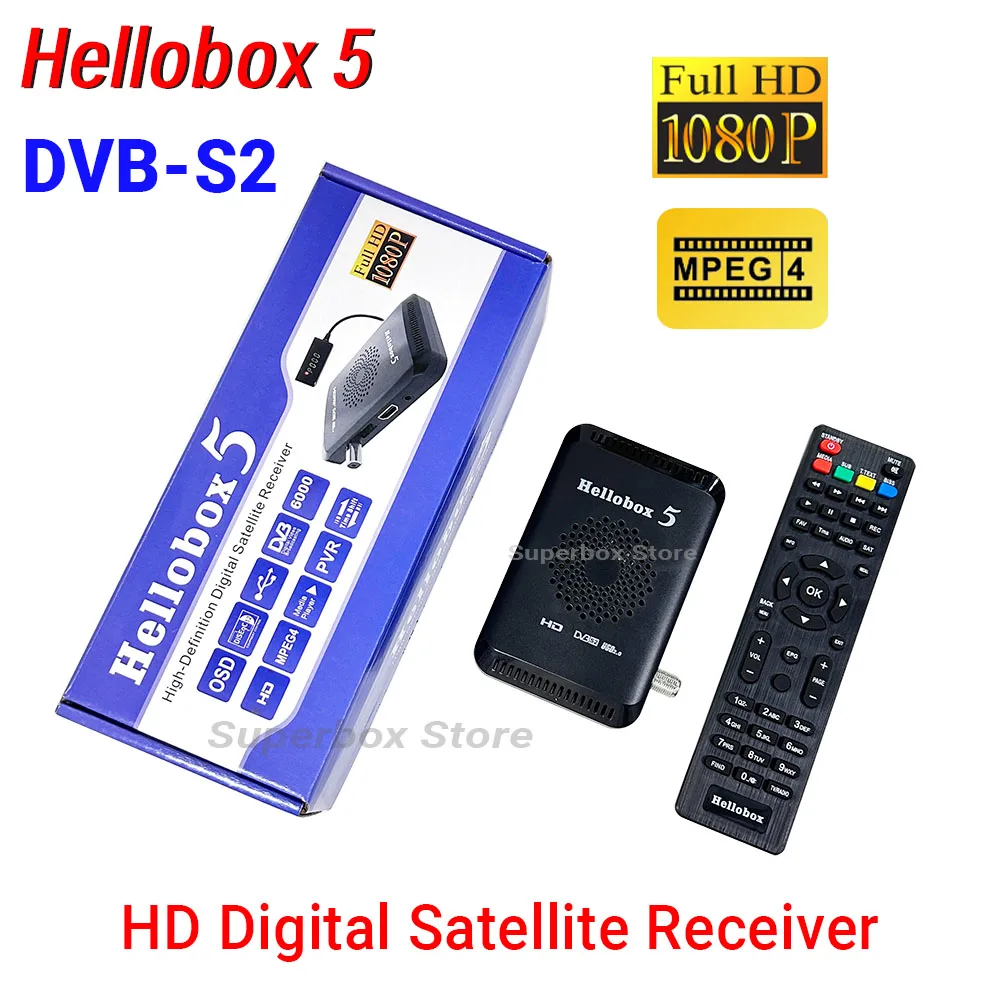 Hellobox 5 Digital Satellite Receiver Support WiFi Dongle 3G Modem USB 2.0 Full HD DVB S2