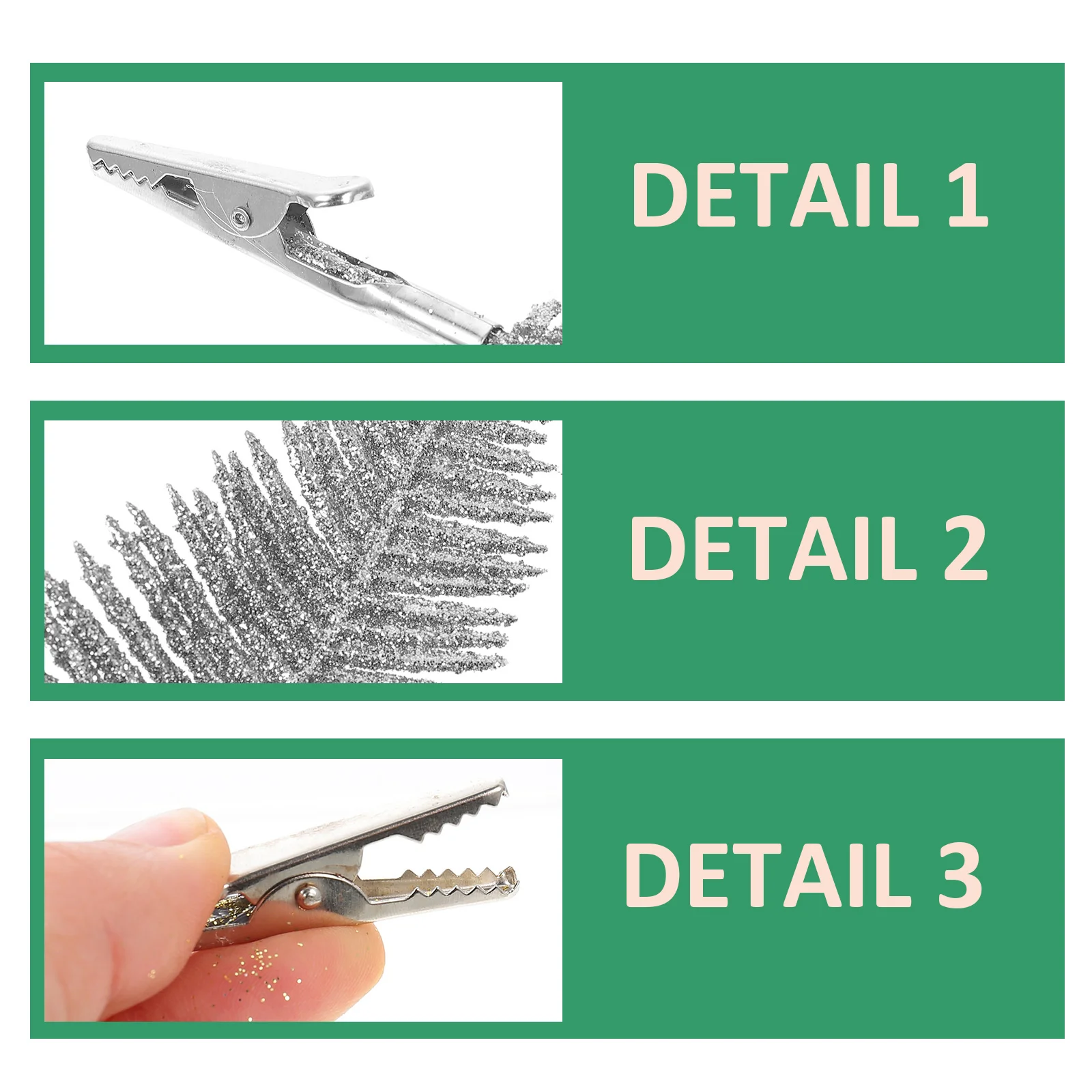 

6Pcs Christmas Leaf Clips Glitter Plastic Tree Leaves DIY Wreath Garland Festive Decor Supplies Simulated Tree Leaf