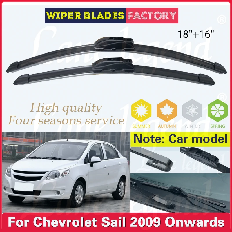 

Car Wiper Blades For Chevrolet Sail 2009 Onwards Windshield Windscreen Front Window Blades 18"+16" Car Accessories