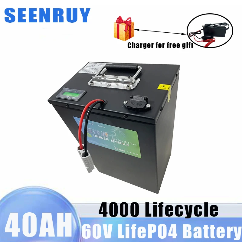 60V 40AH Lithium Iron Phosphate Battery Perfect for E Motor Cycle With 5A Charger for free