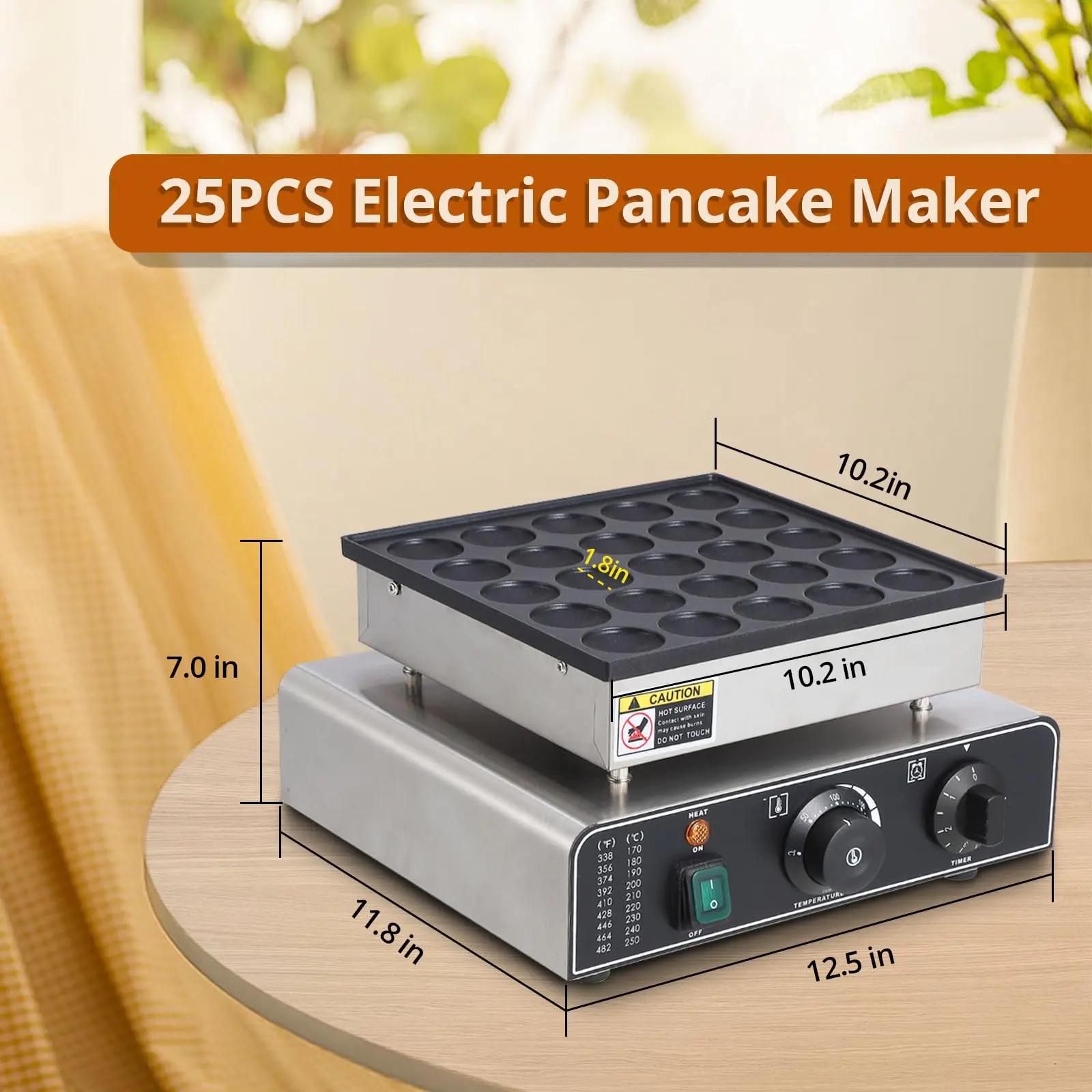 25 قطعة 850 واط غير لاصقة سهلة التنظيف صانع فطيرة صغيرة الهولندية Poffertjes شواء 122-572 ° مؤقت F Temp للمنزل التجاري