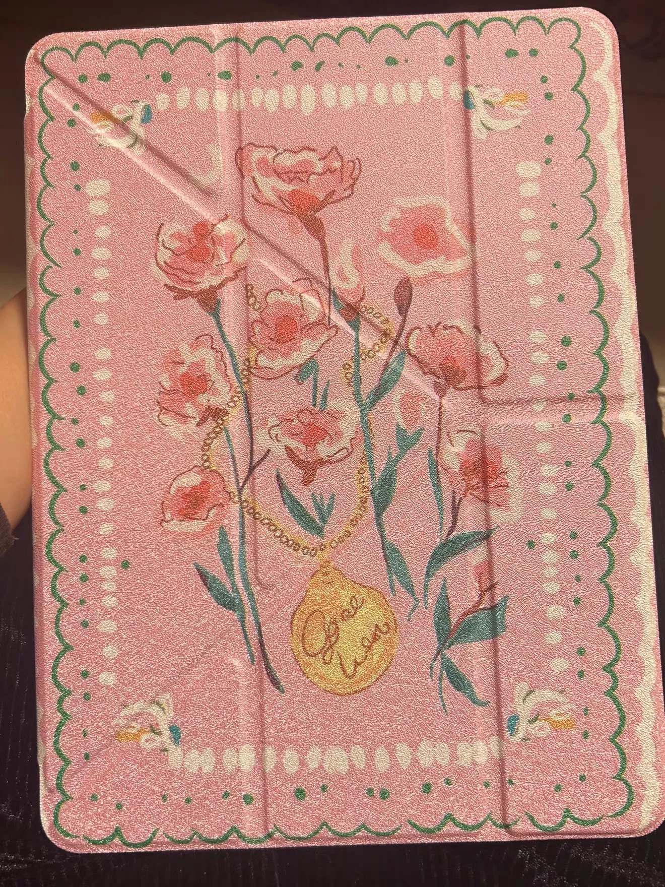 Hand-painted rose pattern tablet case, suitable for iPad, Y+ three-fold magnetic protective cover