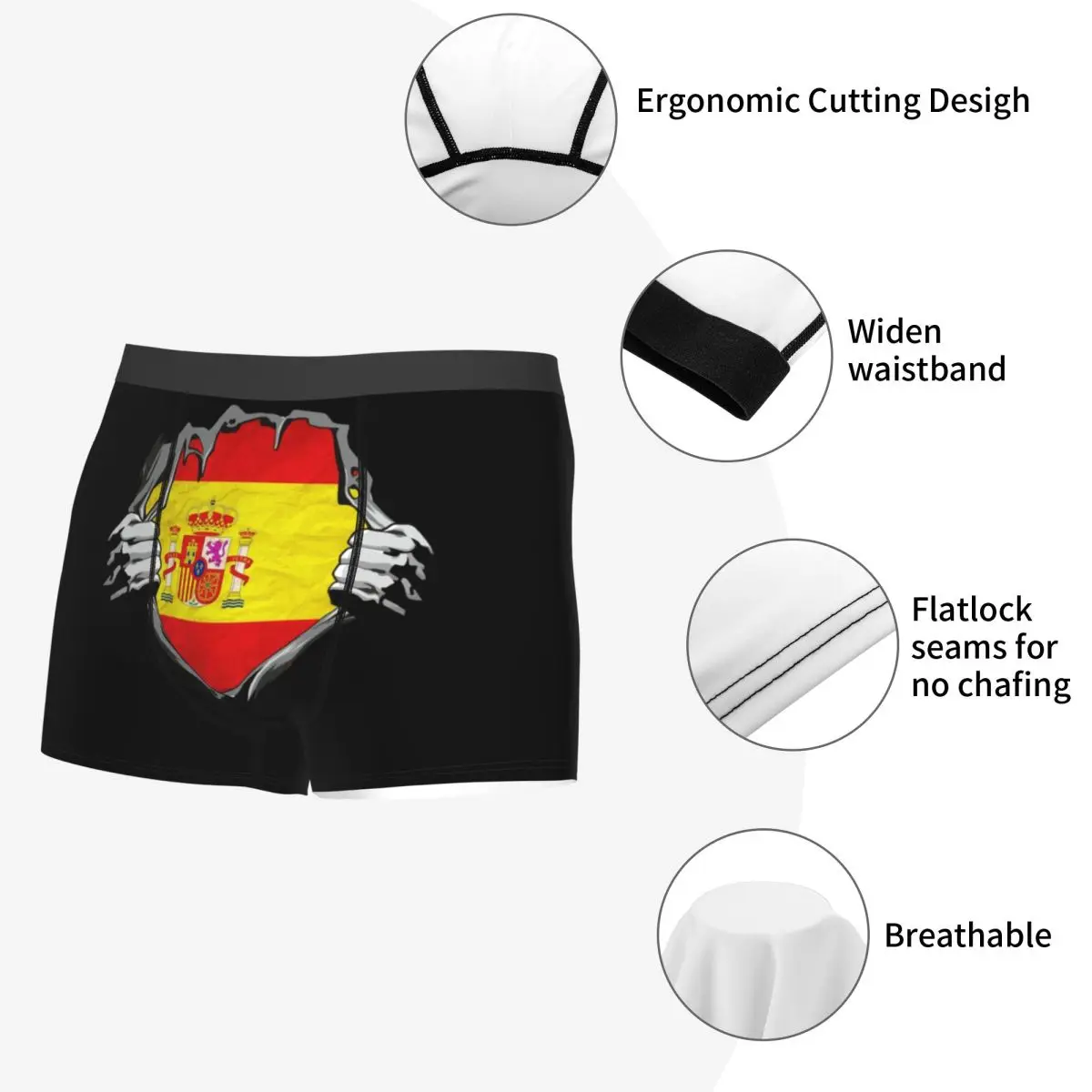 Boxer Underpants Shorts National Flag. Spain. Panties Male Comfortable Underwear for Homme Man Boyfriend Gift
