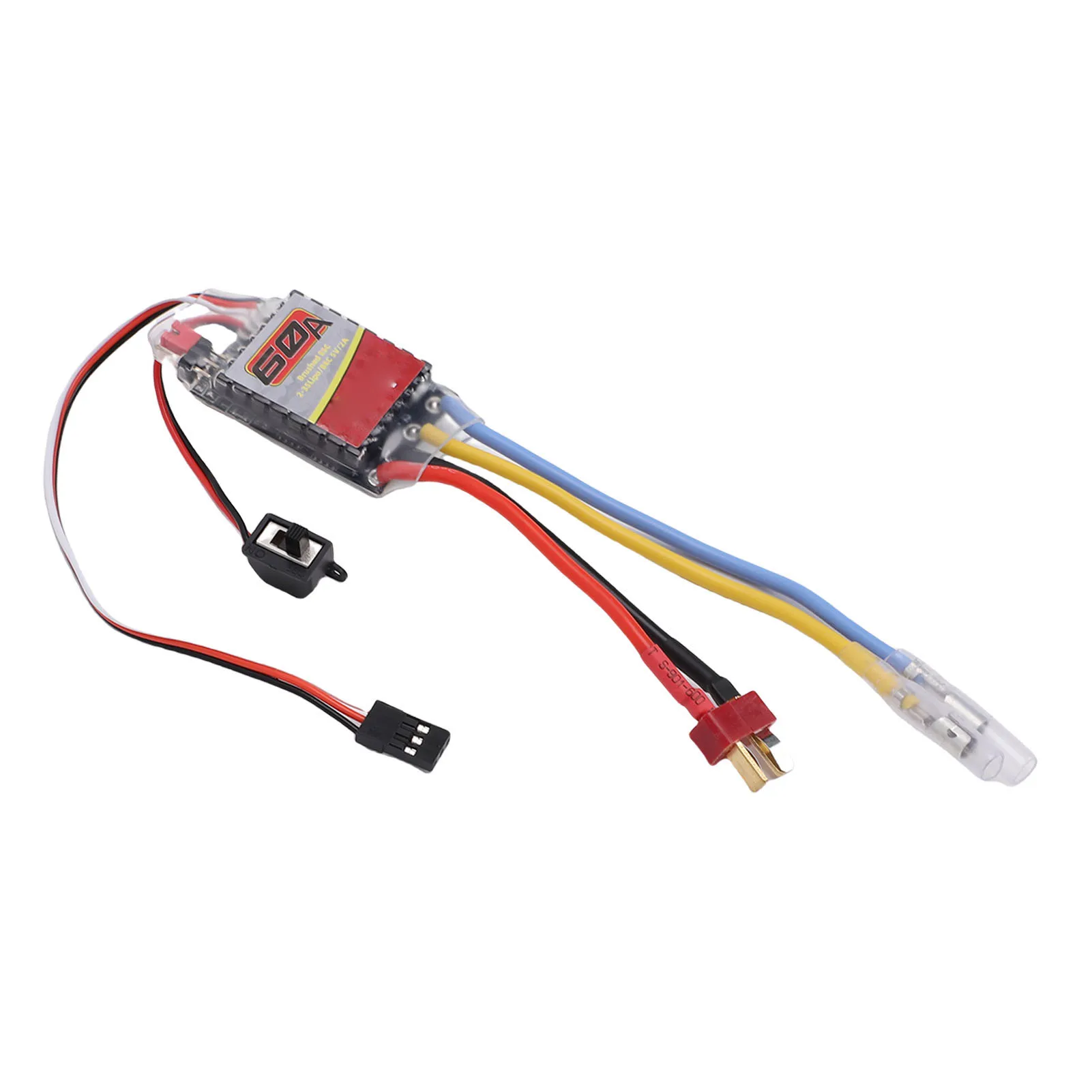 Gebürsteter ESC ESC ESC Passend für 540 550 380 370 RC Auto Boot Bürstenmotor 60 A Elektronischer Geschwindigkeitsregler mit T-Stecker