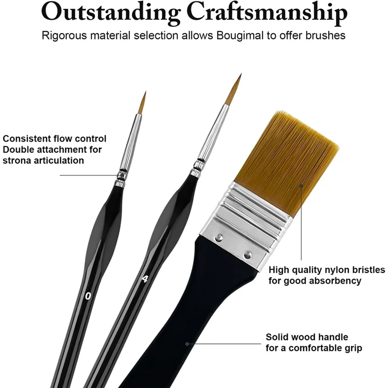 IALJ-32Pcs Paint Brushes Kit For Acrylic Painting,Premium Nylon Bristles With Round, Filbert, Flat, Fan, Angle, Fine Detail Brus