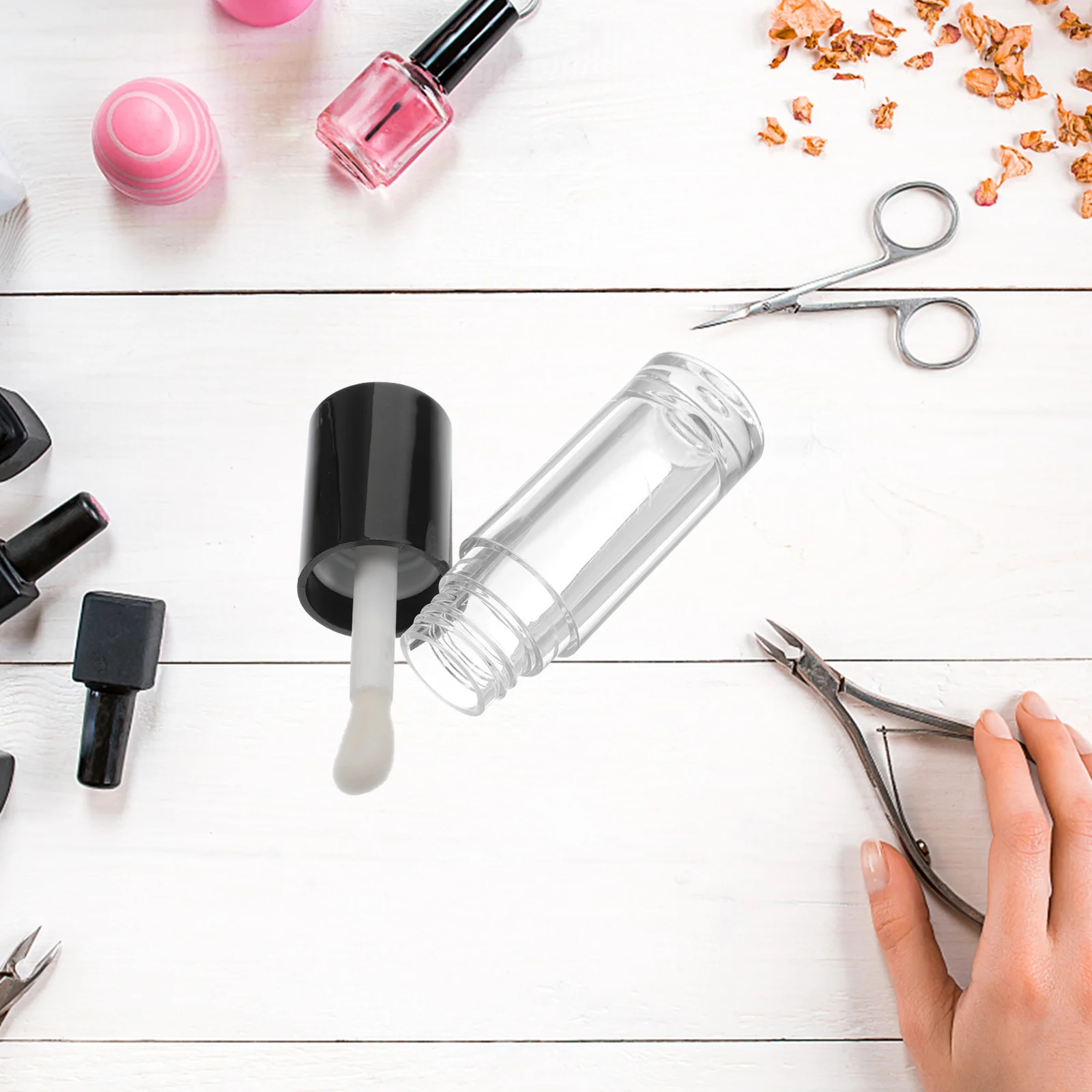 5Pcs 클리어 립글로스 튜브 6Ml 빈 미니 용기 립밤 오일에 적합 DIY 리필 여행 휴대용 세련된 투명