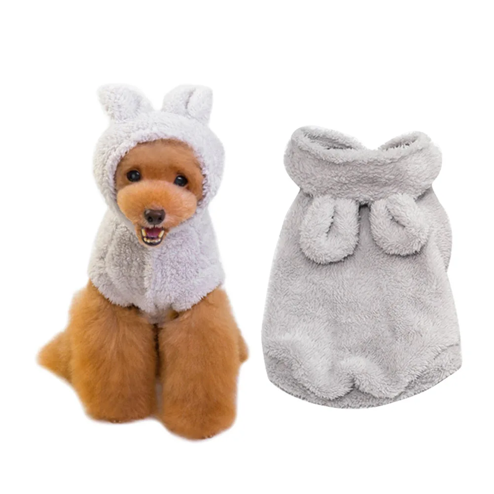 

Pet Dog Grey Xl Autumn Winter Clothes Bear Ears Hooded Thickened Dog Sweater Outdoor Apparel Winter Clothes