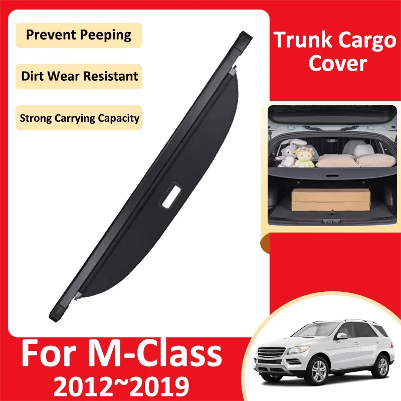 Car Trunk Curtain For Mercedes-Benz M-Class ML 2012~2019 Luggage Storage Adjustable Partition Protective Privacy Cover Acesories