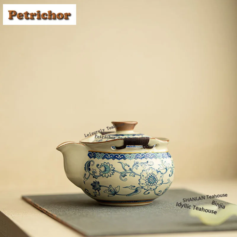 

200 мл Ru Kiln синий и белый ручной чайник ручной заварник чая горшок бытовой чайник с фильтром чайный набор подарок ремесло