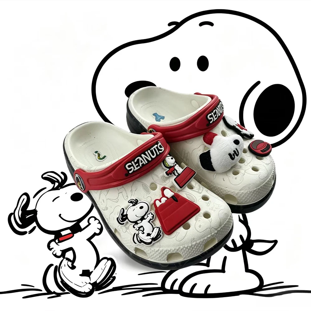 

Peanuts Snoopy Unisex Slippers Men Women Eva Non Slip Back Strap Sandals Cute Charms Indoor Beach Summer Couple Slides Shoes