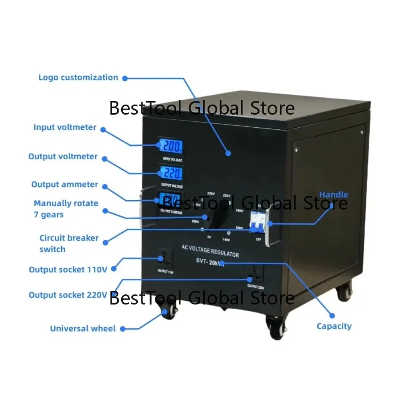 10Kva Manual Voltage Regulator Boost and Buck Transformers 110v 220v Output 0 140 160 180 200 220 240 260v 7th gear