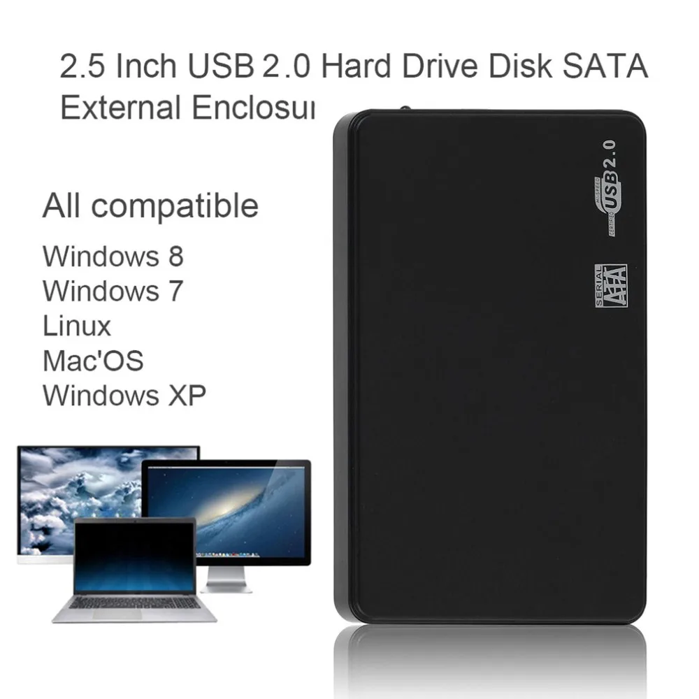 AEE7-2.5 Inch USB HDD Case Sata To USB 2.0 Hard Drive Disk SATA External Enclosure HDD Hard Drive Box With USB Cable