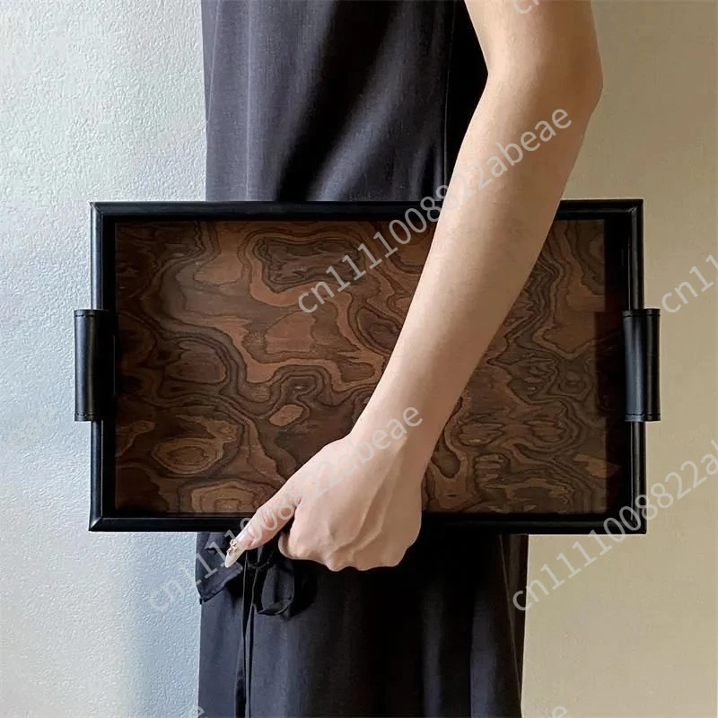 Volcanic patterned tray, vintage jewelry storage box, vintage living room bedroom aromatherapy wooden tray, simple household sma